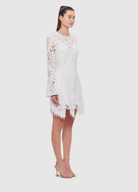 Exclusive Leo Lin Selena Lace Mini Dress in Snow