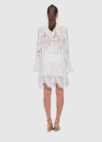 Exclusive Leo Lin Selena Lace Mini Dress in Snow