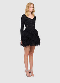 Stella Lace Open Back Mini Dress - Midnight
