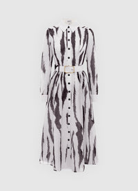 Exclusive Leo Lin Veronica Shirt Midi Dress in Tiger Print in White