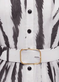 Exclusive Leo Lin Veronica Shirt Midi Dress in Tiger Print in White