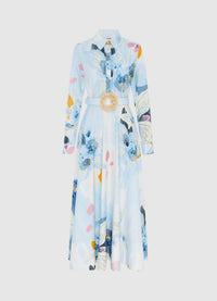 Exclusive Leo Lin Zara Shirt Midi Dress in Tranquility Print